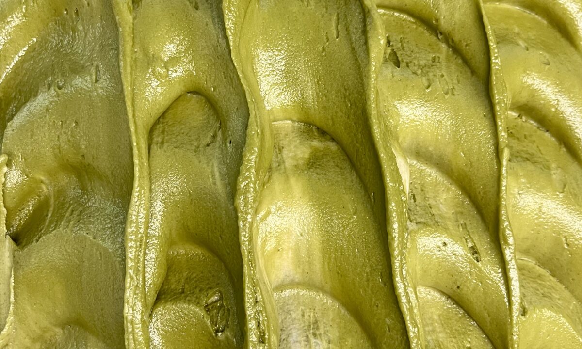 お抹茶ソルベットと小豆の写真